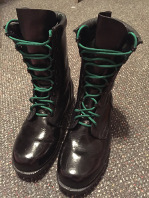 Black combat boots after shine